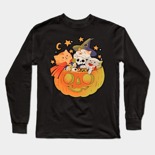 Pumpkin and Cats Long Sleeve T-Shirt